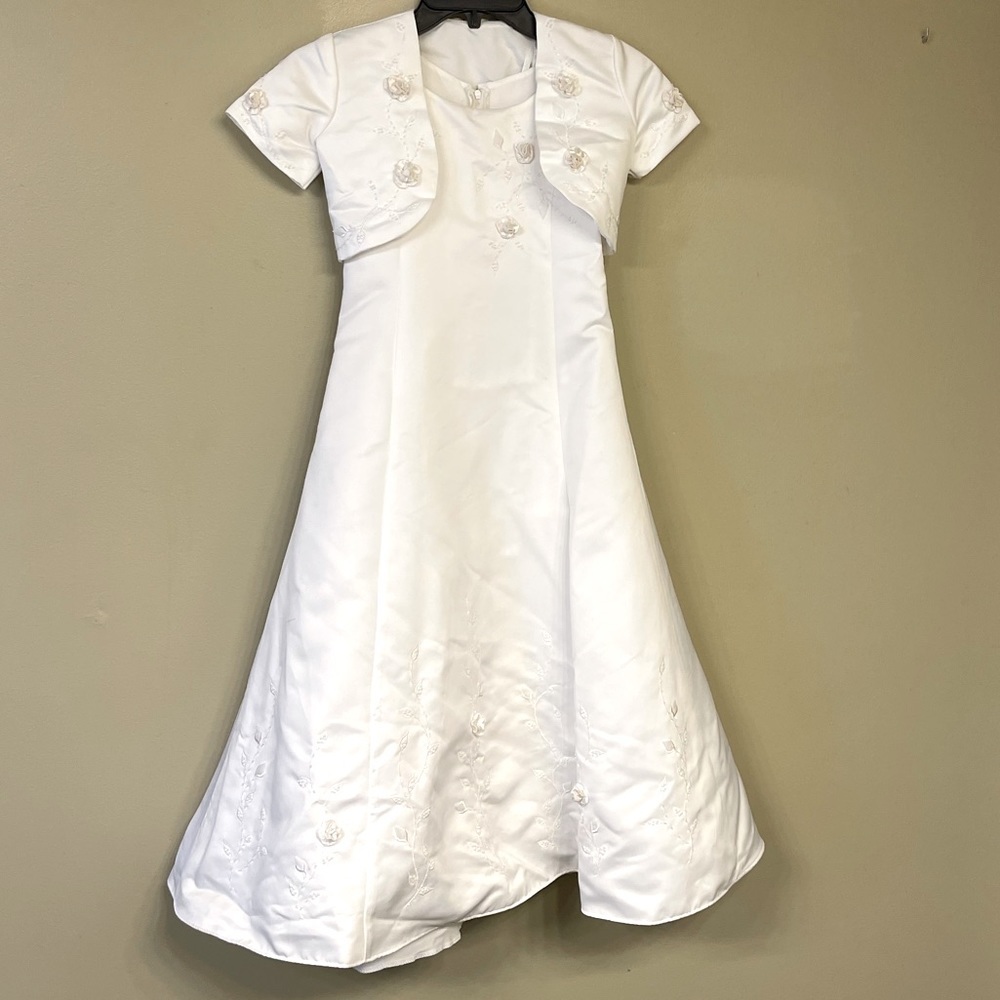 Cinderella beautiful white girl’s dress with matching jacket size 8